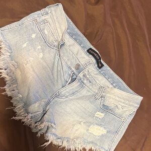Express Frayed Hem Light Blue Jean Shorts